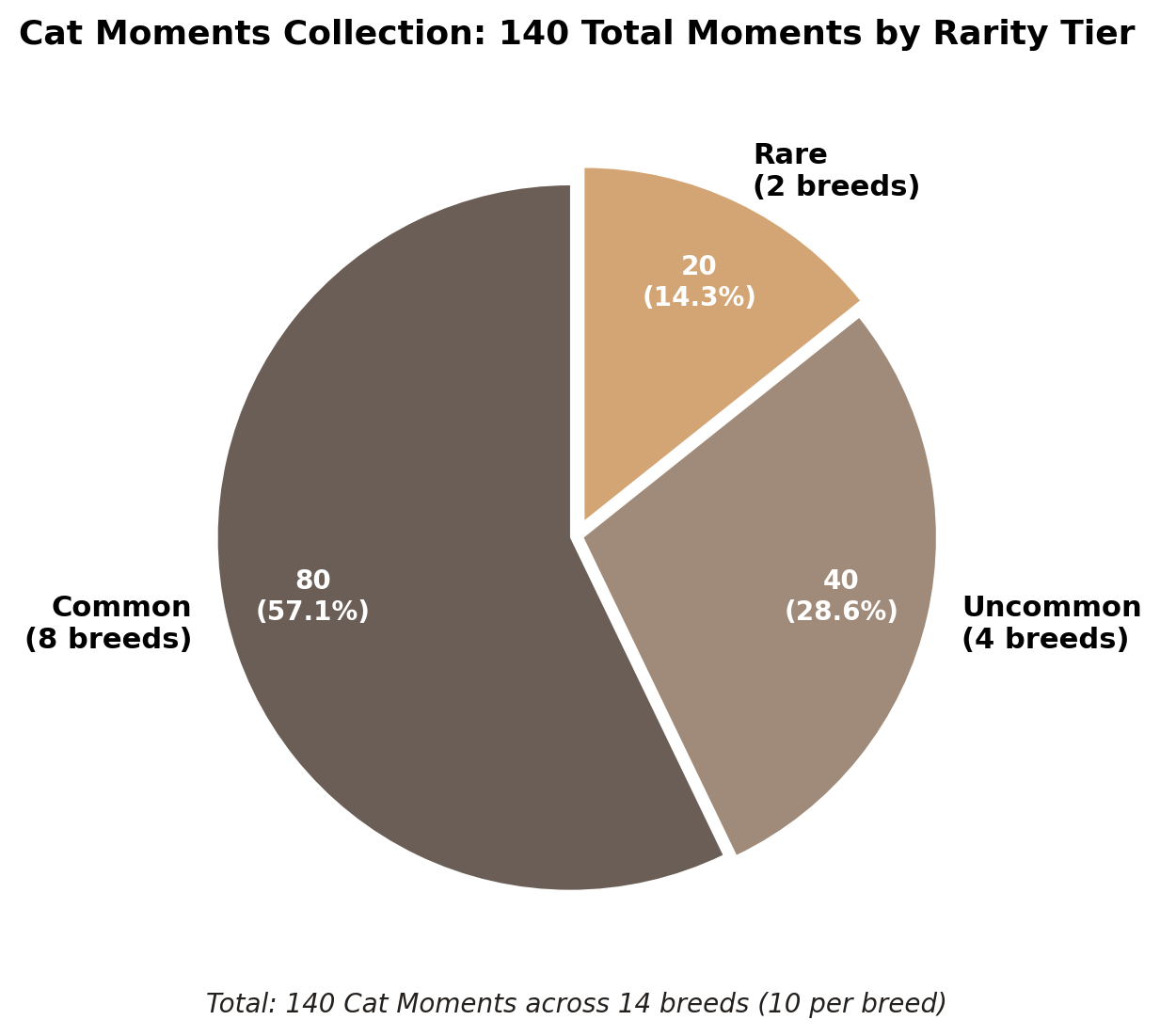 Cat Moments collection breakdown by rarity tier - 140 total moments