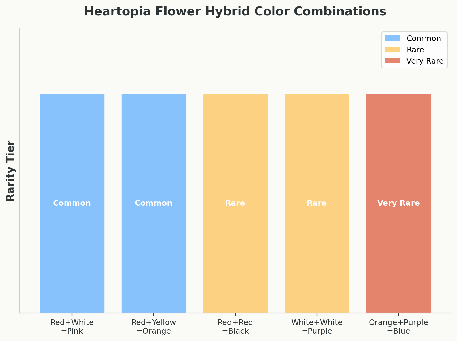 Bar chart showing hybrid color combinations and their rarity tiers from Common to Very Rare